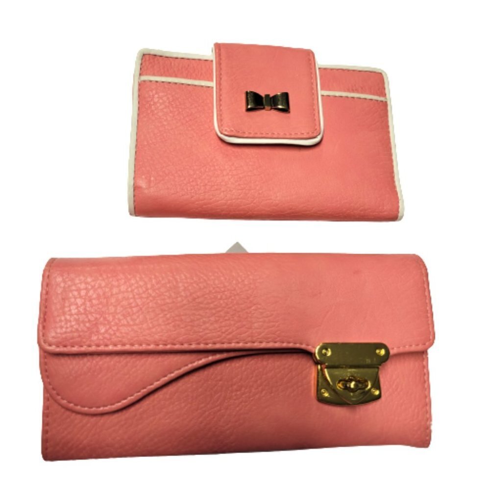 Two Coral Pink Wallet Purse